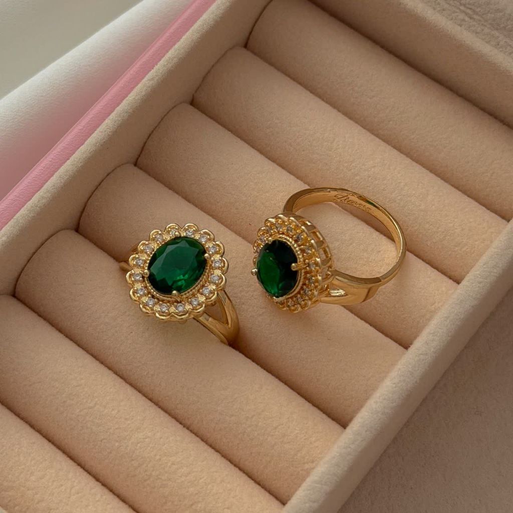 انگشتر نگین سبز طرح طلا  کد 2973 - خرید آنلاین از گالری آداس